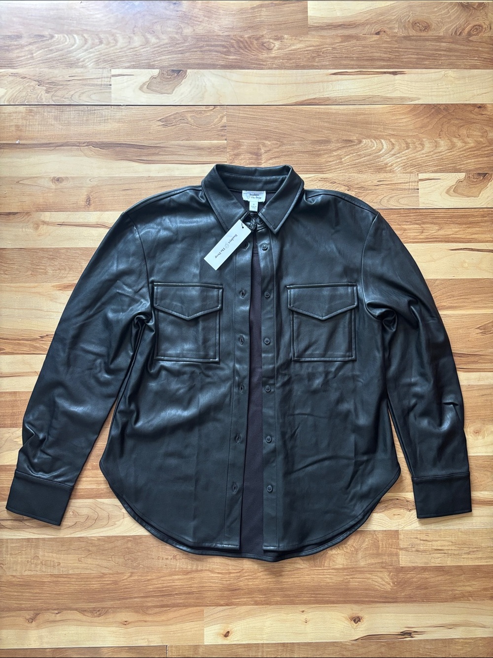 lisadnyc The Drop Faux Leather Button Down Shirt size small new with tags